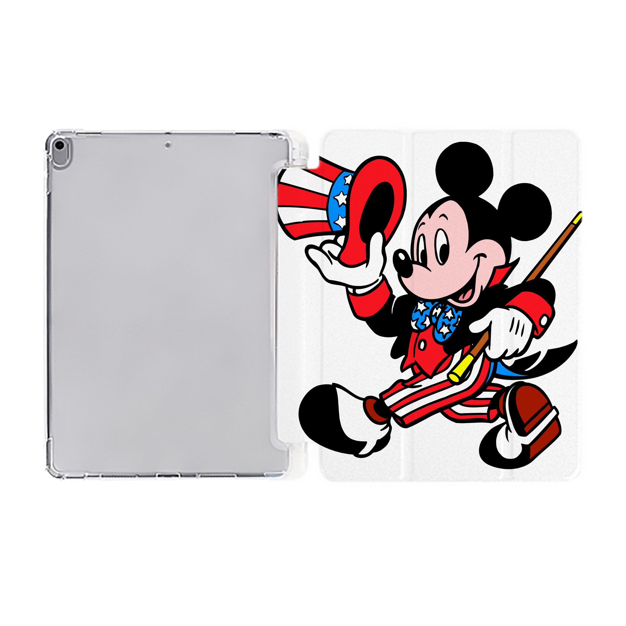 （画像用） ミッキーマウス Mickey Mouse IPad ケース ペン収納付き 三つ折りスタンド PUレザー×シリコン 対応機種9.5/10.5/10.9インチ